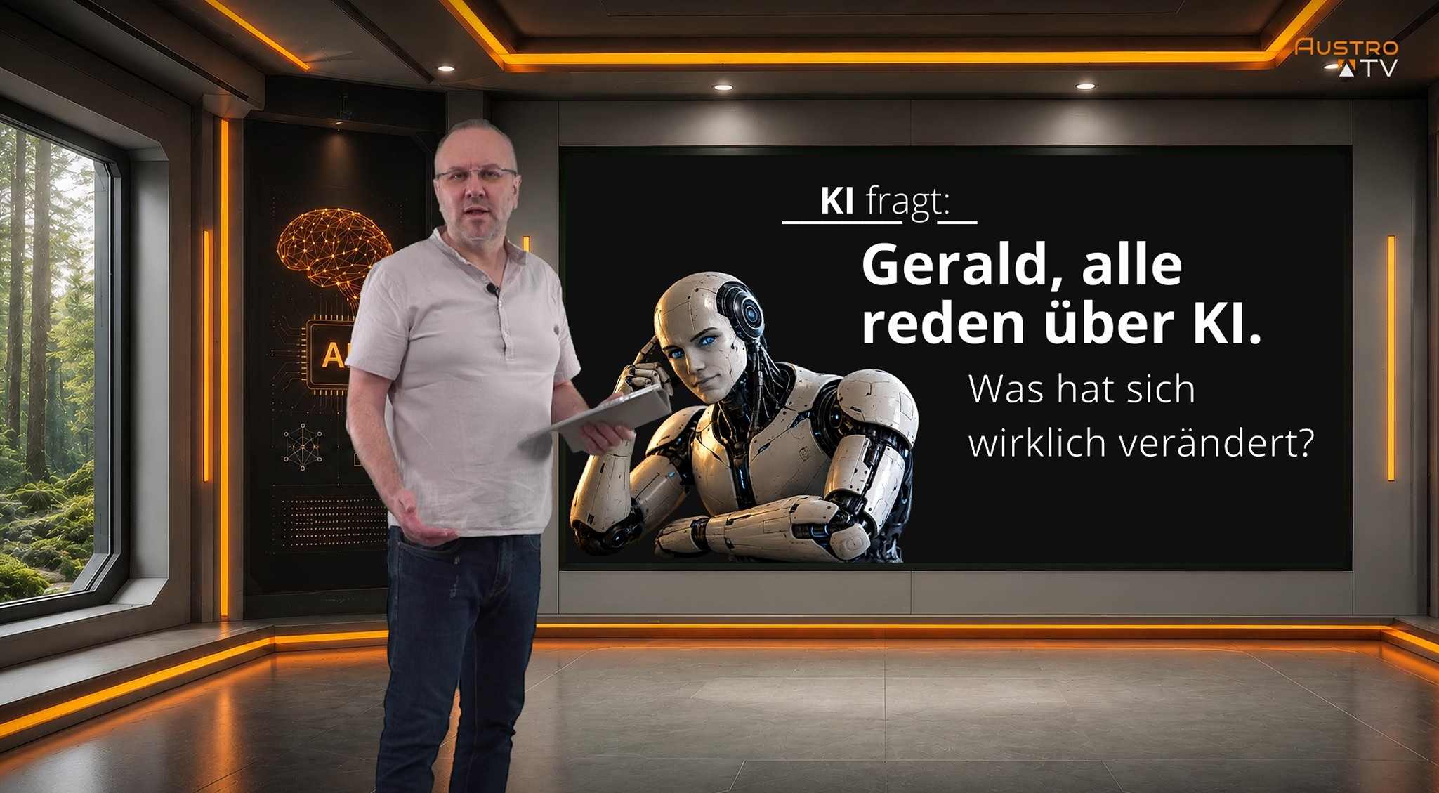 Gerald Badegruber im TV-Studio – Neue Serie KI mit Xundem HausVerstand auf Austro TV